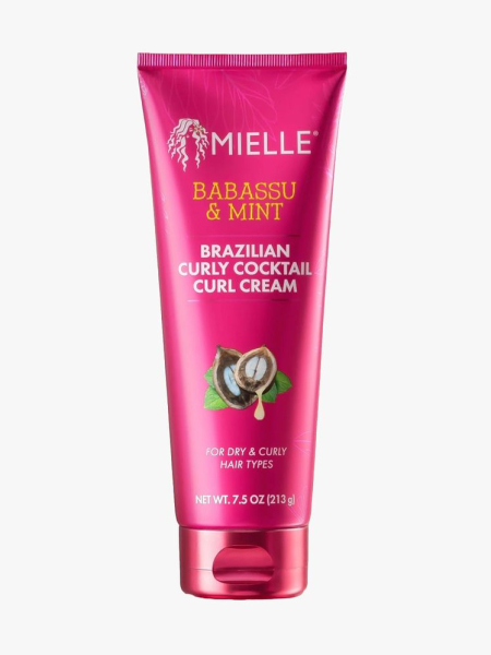 Mielle Organics Brazilian Curly Cocktail Curl Cream in branded tube component on a light gray background