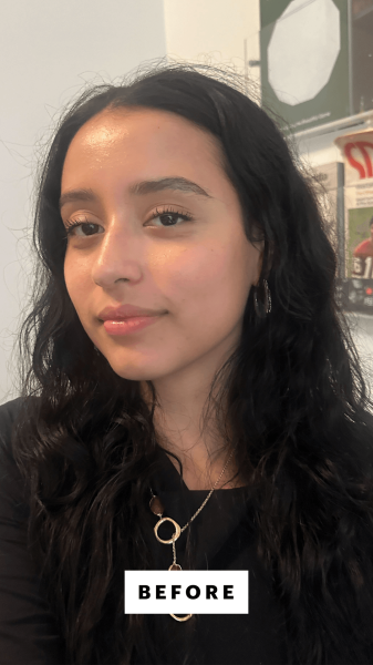 Rengifo before applying the OneSize Point Made Waterproof Liquid Eyeliner Pen