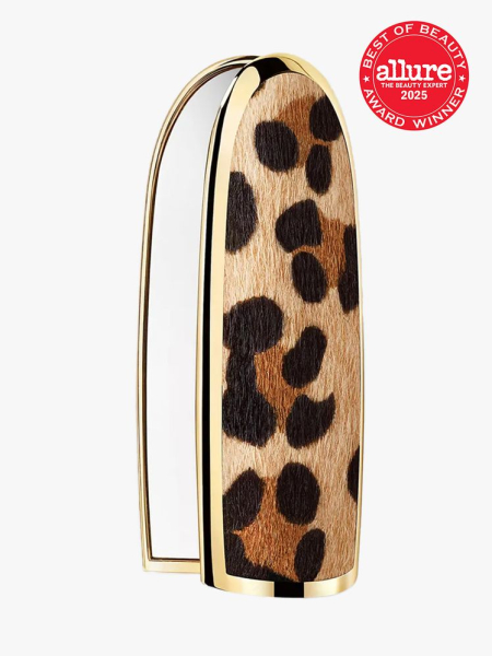 Guerlain Rouge G in branded component on a light gray background with best of beauty 2025 seal in the top right corner