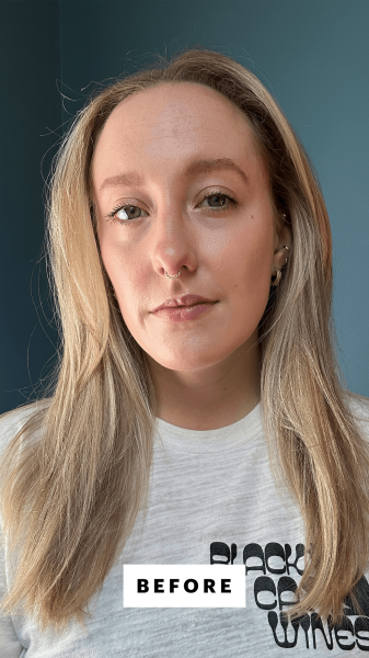 McGrath before applying the Charlotte Tilbury Pillow Talk Matte Beauty Blush Wand